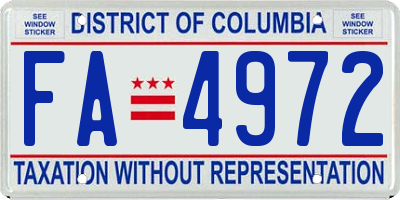 DC license plate FA4972