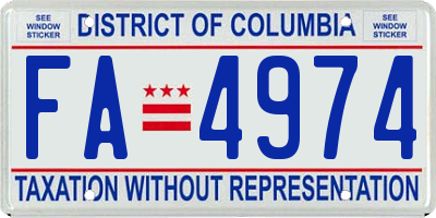 DC license plate FA4974