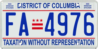 DC license plate FA4976