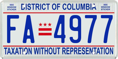 DC license plate FA4977