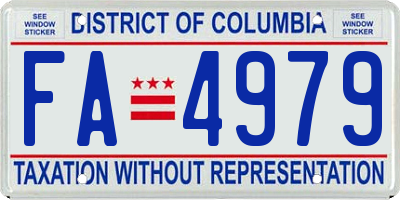 DC license plate FA4979