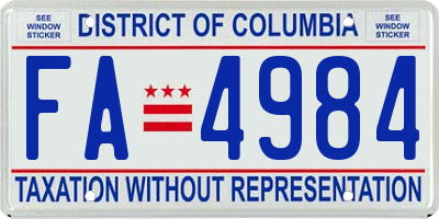 DC license plate FA4984