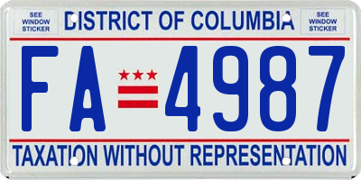 DC license plate FA4987