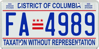 DC license plate FA4989