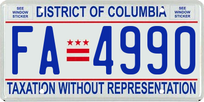 DC license plate FA4990