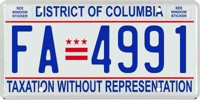 DC license plate FA4991