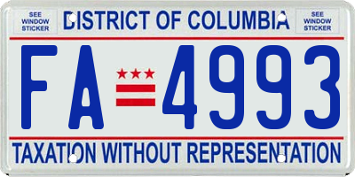 DC license plate FA4993