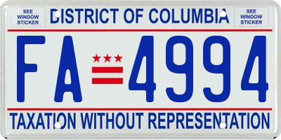 DC license plate FA4994