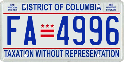 DC license plate FA4996