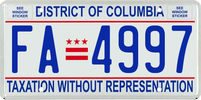 DC license plate FA4997