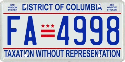 DC license plate FA4998