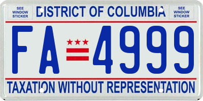 DC license plate FA4999