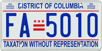 DC license plate FA5010