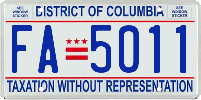 DC license plate FA5011