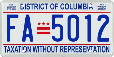 DC license plate FA5012