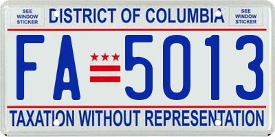 DC license plate FA5013