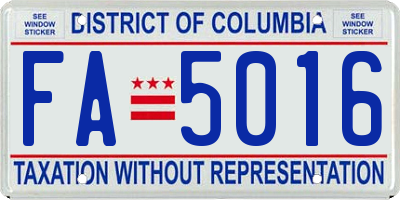 DC license plate FA5016