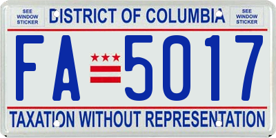 DC license plate FA5017