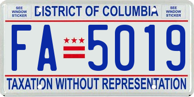 DC license plate FA5019