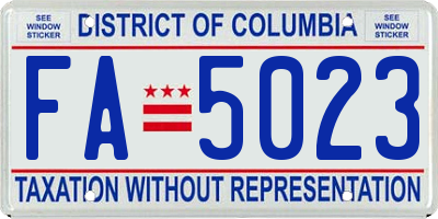 DC license plate FA5023