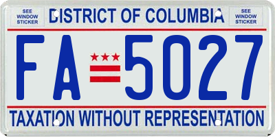 DC license plate FA5027