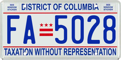 DC license plate FA5028