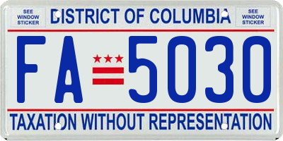 DC license plate FA5030