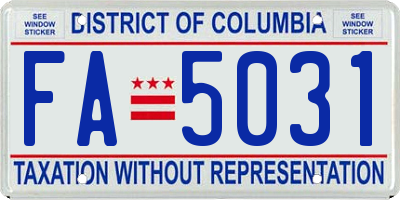 DC license plate FA5031