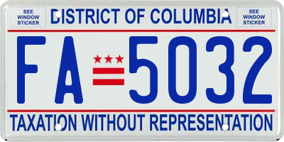 DC license plate FA5032