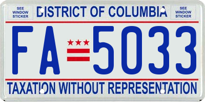 DC license plate FA5033