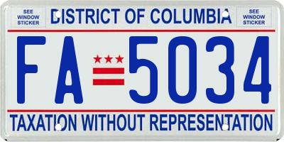 DC license plate FA5034