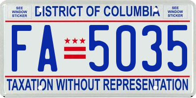 DC license plate FA5035