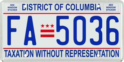 DC license plate FA5036