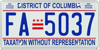 DC license plate FA5037