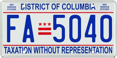 DC license plate FA5040