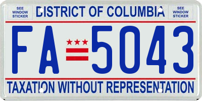 DC license plate FA5043