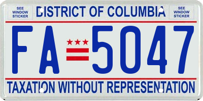 DC license plate FA5047