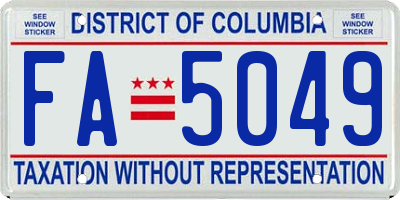 DC license plate FA5049