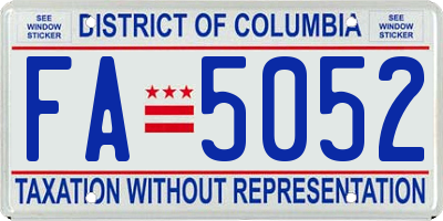 DC license plate FA5052