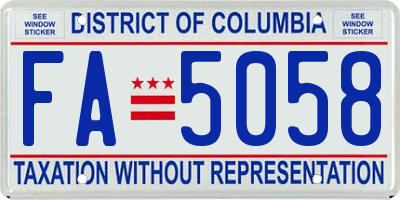 DC license plate FA5058