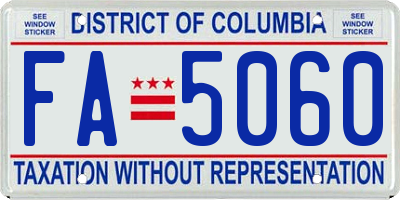 DC license plate FA5060