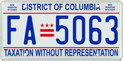 DC license plate FA5063