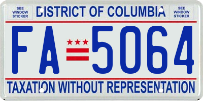 DC license plate FA5064