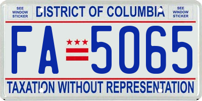 DC license plate FA5065