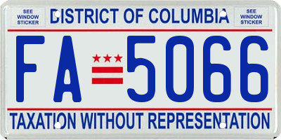 DC license plate FA5066