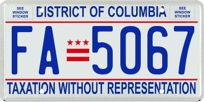 DC license plate FA5067