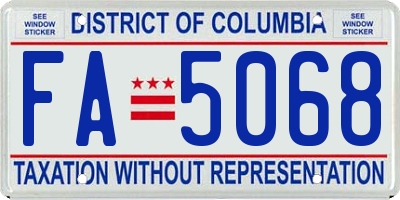 DC license plate FA5068