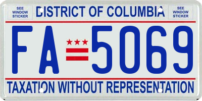 DC license plate FA5069