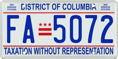 DC license plate FA5072