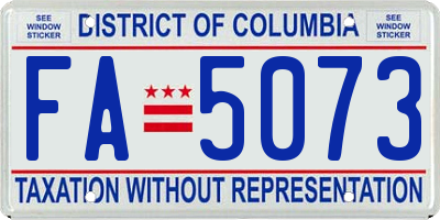 DC license plate FA5073